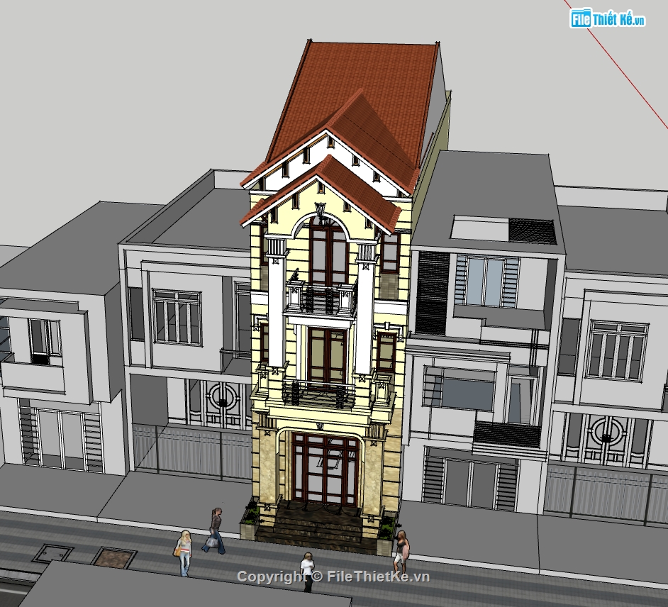 nhà phố 3 tầng,nhà 3 tầng,Mẫu nhà phố,su nhà phố,sketchup nhà phố 3 tầng