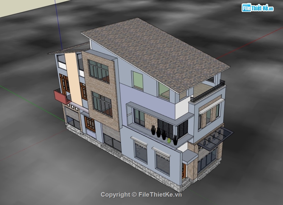 nhà phố 3 tầng,su nhà phố,sketchup nhà phố,sketchup nhà phố 3 tầng