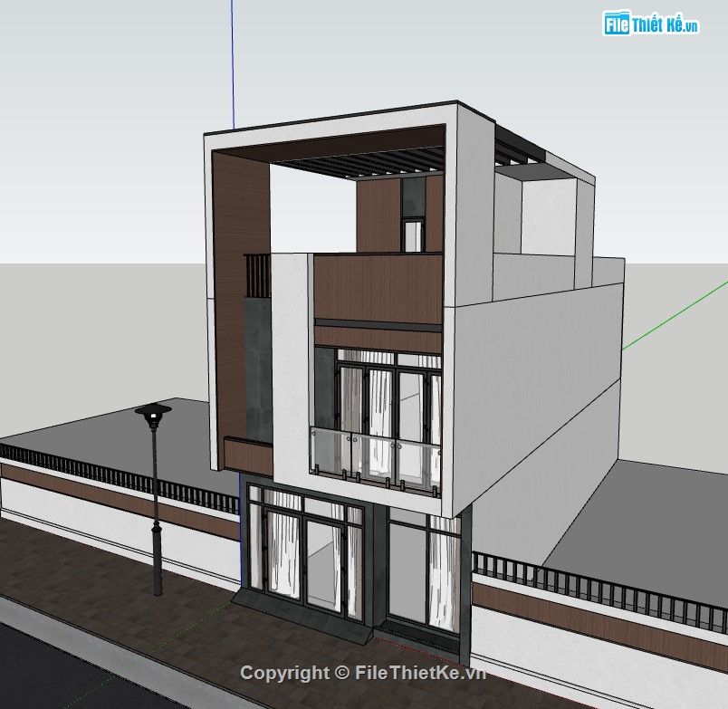 nhà phố 3 tầng,su nhà phố,sketchup nhà phố,sketchup nhà phố 3 tầng