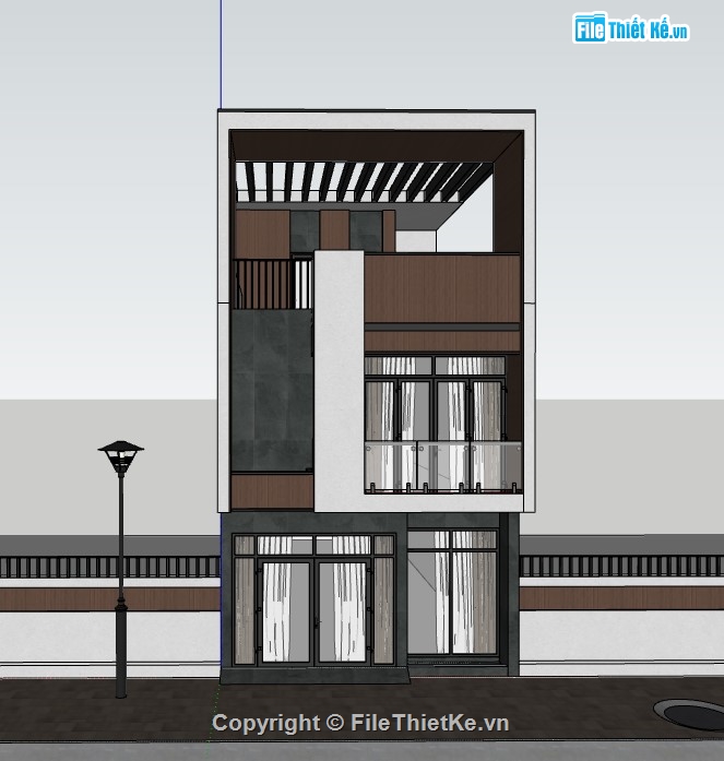 nhà phố 3 tầng,su nhà phố,sketchup nhà phố,sketchup nhà phố 3 tầng