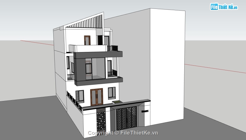 nhà phố 3 tầng,file sketchup nhà phố hiện đại,sketchup nhà phố 3 tầng,thiết kế nhà phố đẹp