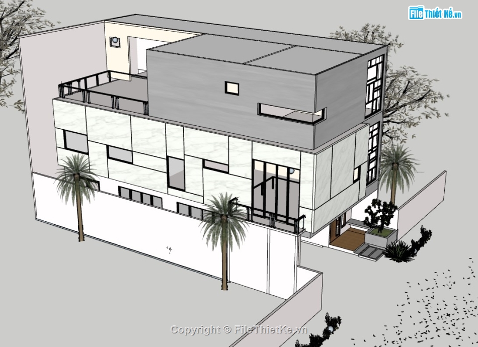 nhà phố 3 tầng,su nhà phố,sketchup nhà phố,sketchup nhà phố 3 tầng