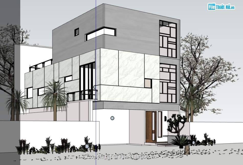 nhà phố 3 tầng,su nhà phố,sketchup nhà phố,sketchup nhà phố 3 tầng