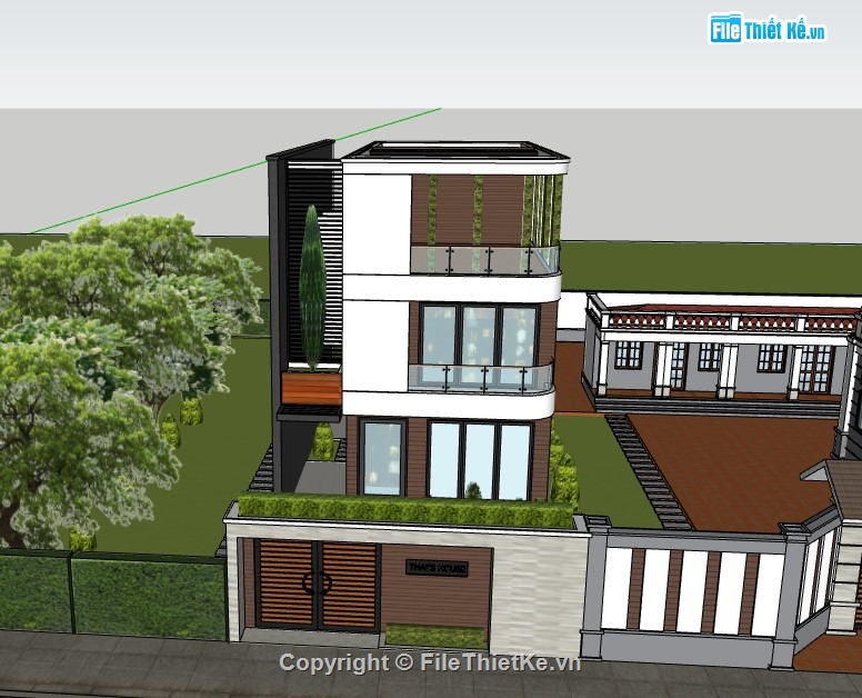 nhà phố 3 tầng,nhà phố sketchup,nhà phố 3 tầng sketchup,nhà 3 tầng,sketchup nhà phố 3 tầng