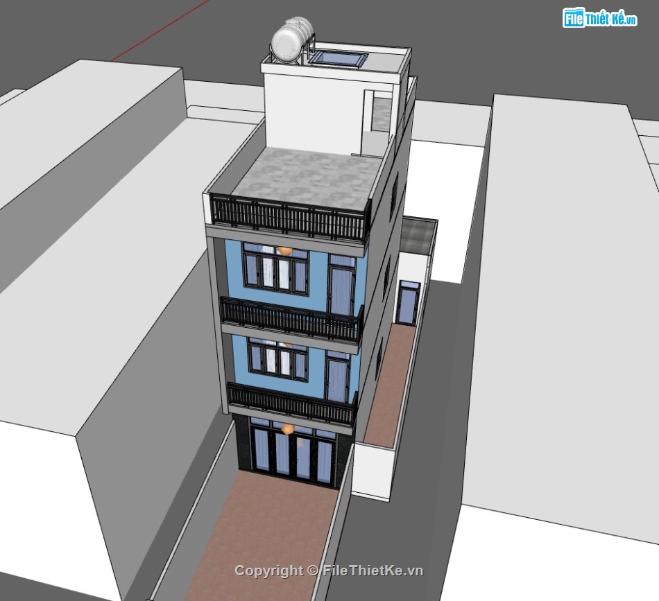 nhà phố 3 tầng,su nhà phố 3 tầng,sketchup nhà phố 3 tầng