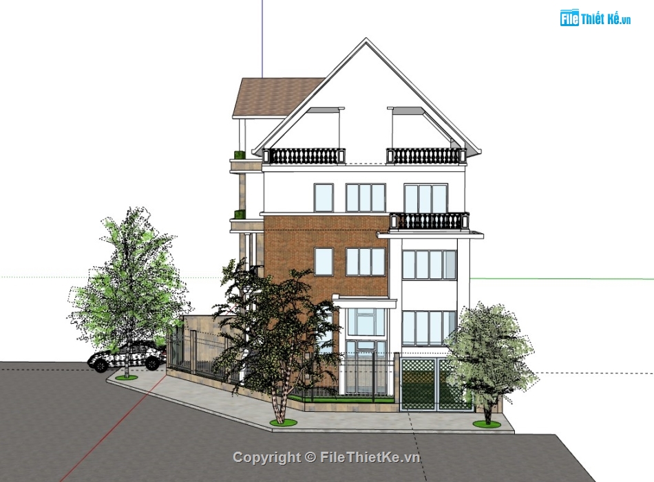 nhà 4 tầng,su nhà phố,sketchup nhà phố,nhà phố 4 tầng