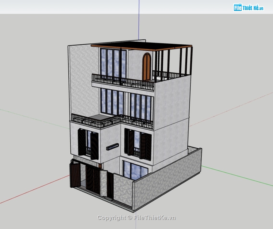 nhà phố 4 tầng,sketchup nhà phố,su nhà phố,sketchup nhà phố 4 tầng