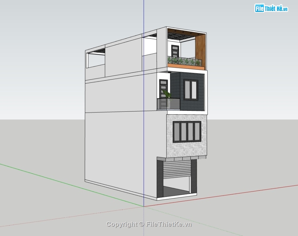 nhà phố,sketchup nhà phố,su nhà phố 4 tầng,sketchup nhà phố 4 tầng