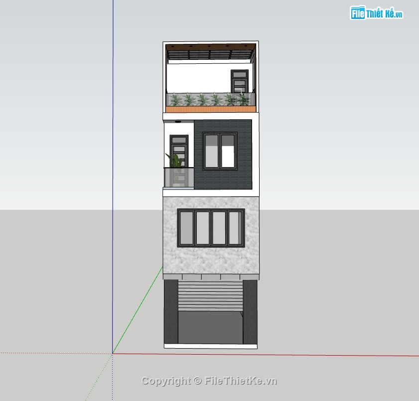 nhà phố,sketchup nhà phố,su nhà phố 4 tầng,sketchup nhà phố 4 tầng