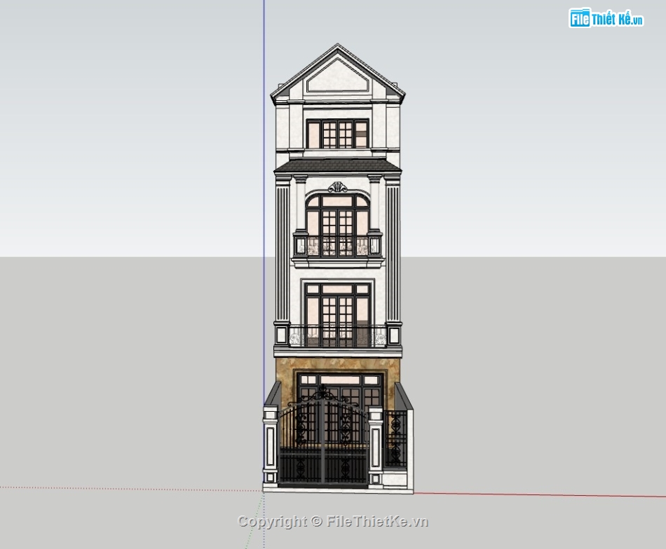 nhà 4 tầng,su nhà phố,sketchup nhà phố,su nhà phố 4 tầng,sketchup nhà phố 4 tầng