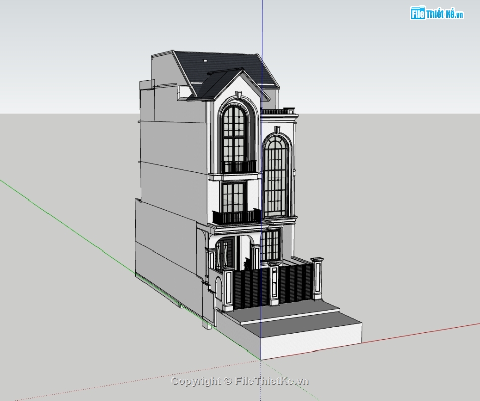 nhà 4 tầng,nhà phố 4 tầng,su nhà 4 tầng,sketchup nhà phố