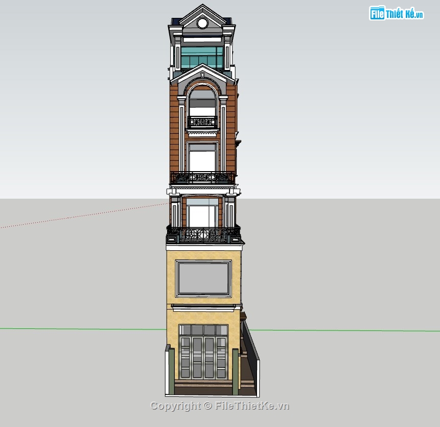 nhà 6 tầng,sketchup nhà phố,nhà phố 6 tầng,sketchup nhà phố 6 tầng