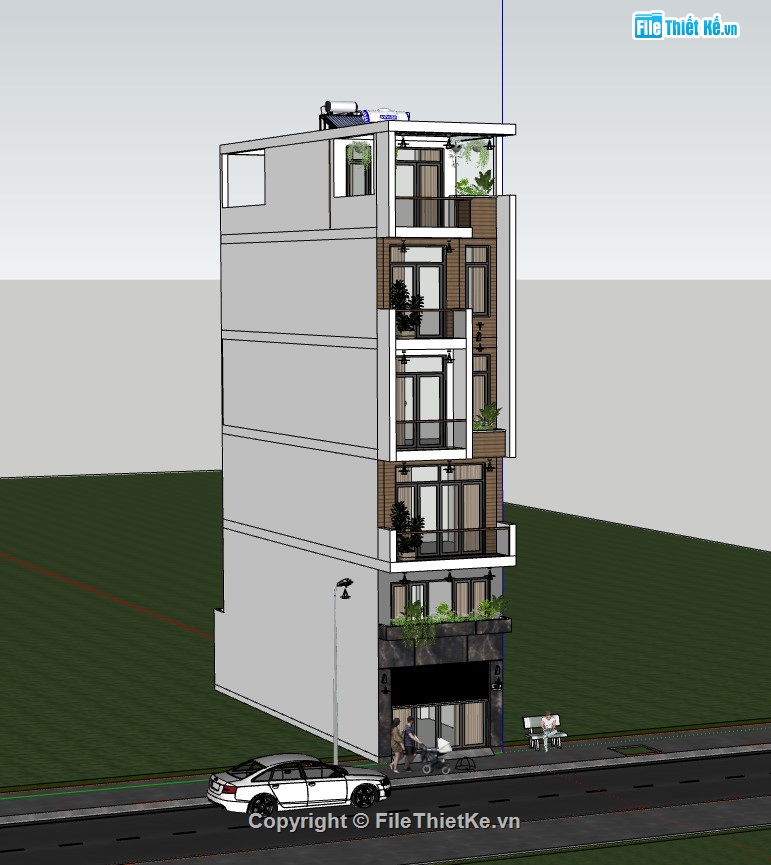 nhà phố 6 tầng,su nhà phố,sketchup nhà phố,su nhà phố 6 tầng