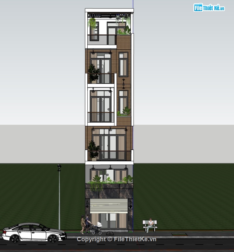 nhà phố 6 tầng,su nhà phố,sketchup nhà phố,su nhà phố 6 tầng