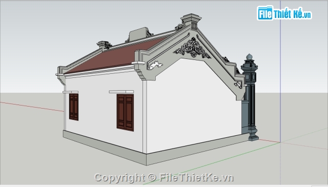 nhà thờ 3 gian,File sketchup nhà thờ họ 3 gian,mẫu nhà thờ 3 gian,nhà thờ họ 3 gian