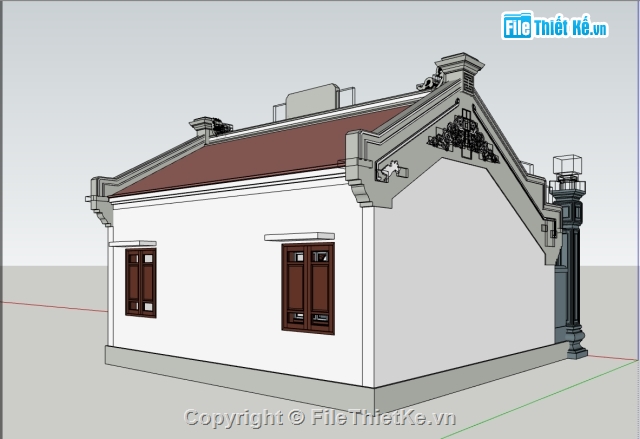 nhà thờ 3 gian,File sketchup nhà thờ họ 3 gian,mẫu nhà thờ 3 gian,nhà thờ họ 3 gian