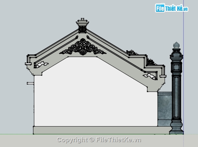 nhà thờ 3 gian,File sketchup nhà thờ họ 3 gian,mẫu nhà thờ 3 gian,nhà thờ họ 3 gian