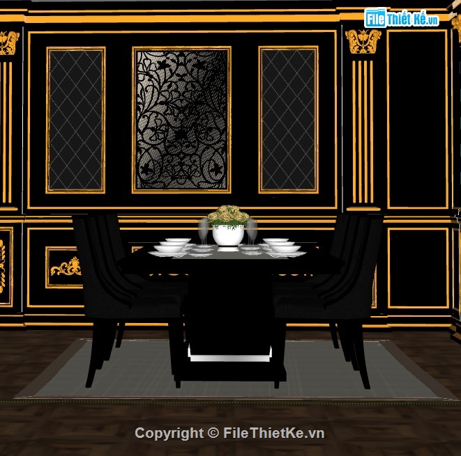 sketchup nội thất,sketchup nội thất phòng ăn,nội thất phòng ăn,su nội thất phòng ăn