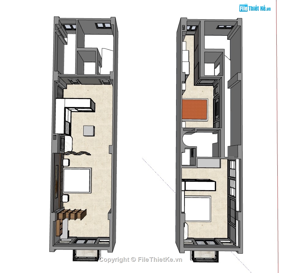 sketchup nội thất,Sketchup nội thất tầng 1,su nội thất