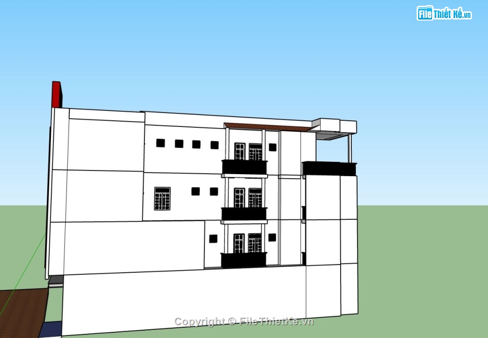 nhà 4 tầng,phối cảnh nhà phố,mẫu sketchup nhà phố 4 tầng,thiết kế nhà phố đẹp,bản vẽ nhà phố