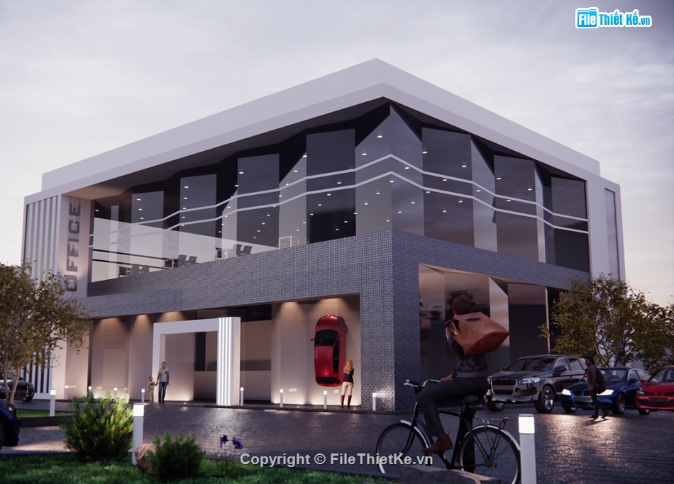phối cảnh showroom ô tô,su showroom ô tô kích thước 20x25m,3dsu phối cảnh showroon ô tô,mẫu sketchup showroom ô tô