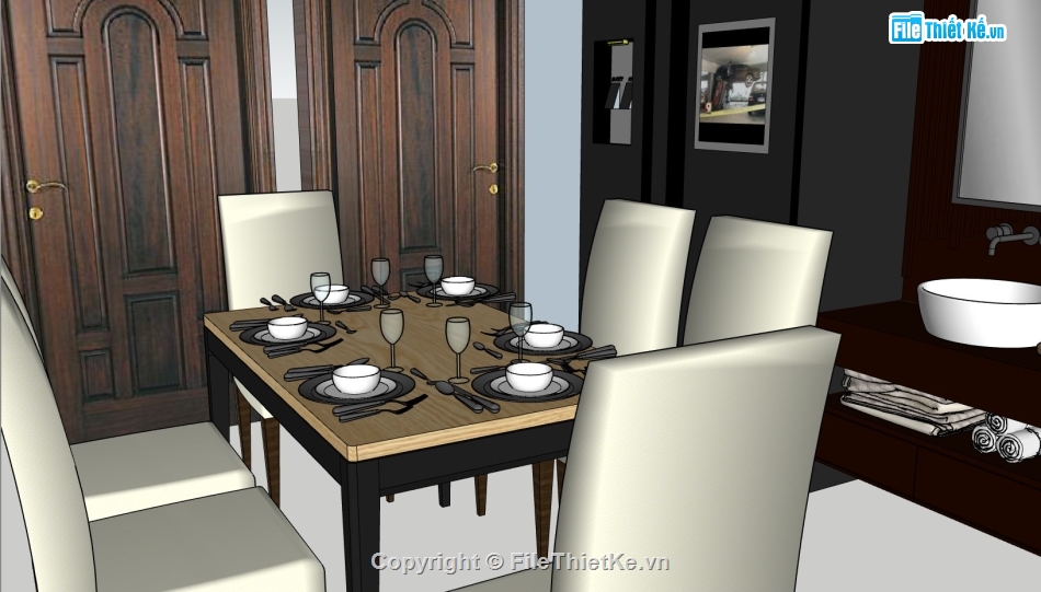 su phòng ăn,sketchup phòng ăn,phòng ăn