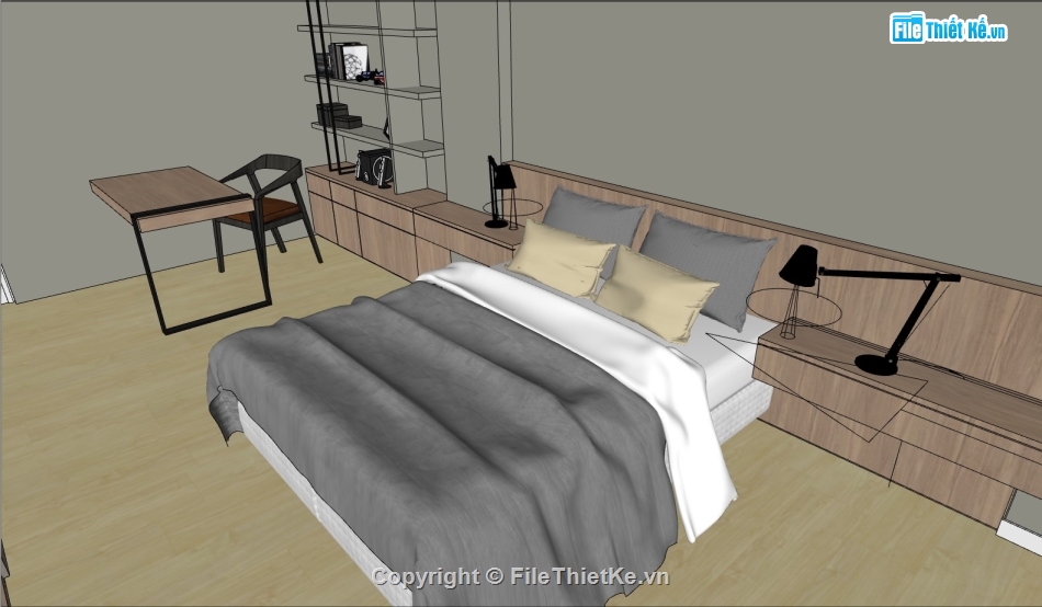 su phòng ngủ,phòng ngủ sketchup,sketchup phòng ngủ đẹp