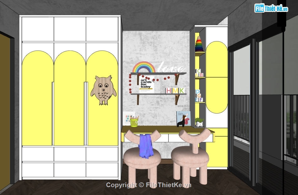 sketchup phòng ngủ đẹp,mẫu phòng ngủ cho bé sketchup,3d sketchup phòng ngủ,model dựng 3dsu nội thất phòng ngủ.