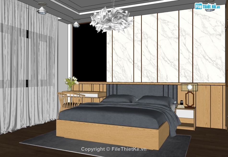 thiết kế phòng ngủ sketchup,phòng ngủ sketchup,model su phòng ngủ,file su nội thất phòng ngủ