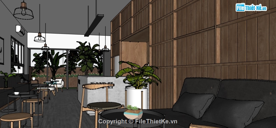 sketchup quán cafe,su quán coffee,quán cà phê sketchup,file sketchup quán cà phê đẹp