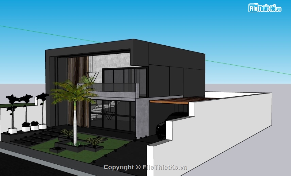 biệt thự 2 tầng,thiết kế biệt thự 2 tầng,biệt thự sketchup,model su biệt thự 2 tầng