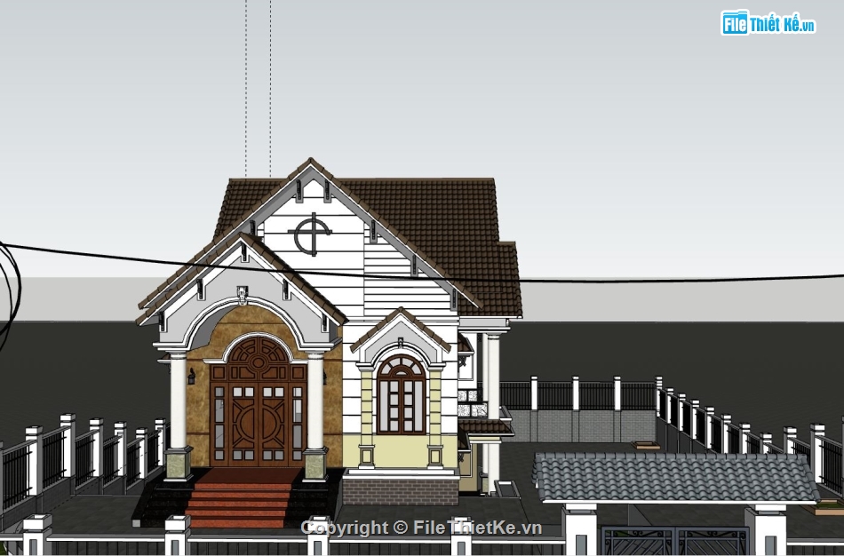 thiết kế biệt thự 2 tầng,biệt thự sketchup,file su biệt thự 2 tầng,kiến trúc biệt thự 2 tầng