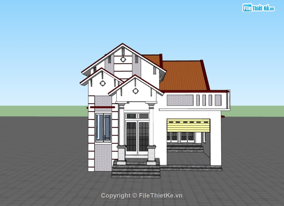 nhà cấp 4,thiết kế nhà cấp 4,nhà cấp 4 sketchup,sketchup nhà cấp 4,thiết kế nhà sketchup