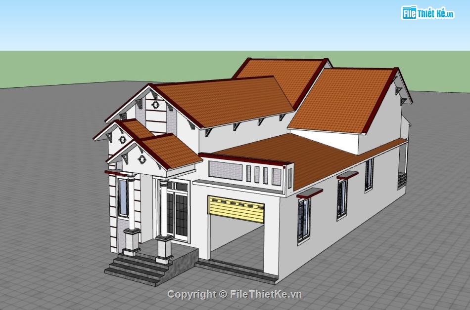 nhà cấp 4,thiết kế nhà cấp 4,nhà cấp 4 sketchup,sketchup nhà cấp 4,thiết kế nhà sketchup