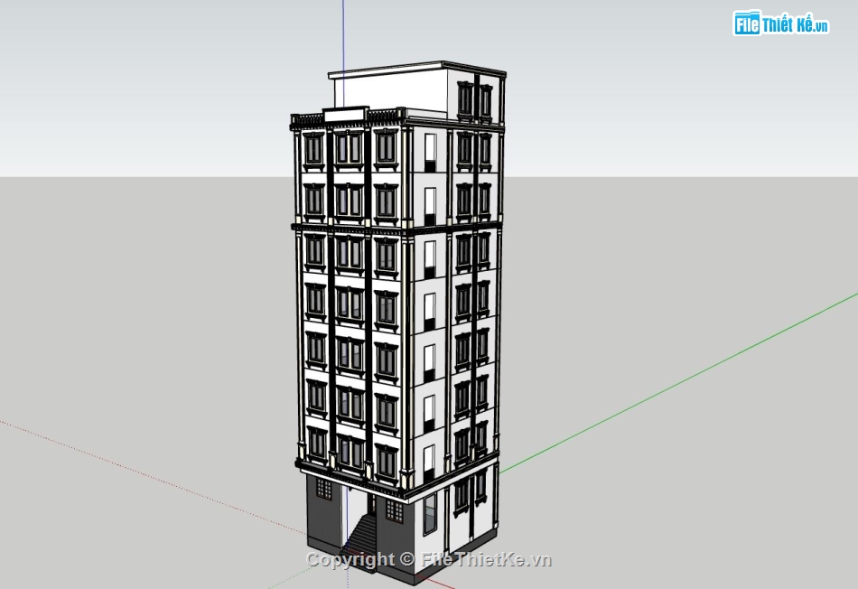 thiết kế nhà nghỉ,mẫu su nhà nghỉ dưỡng,sketchup phối cảnh nhà nghỉ dưỡng,kiến trúc nhà nghỉ 9 tầng