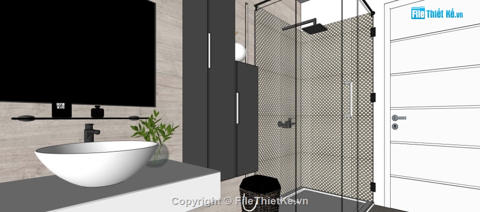 thiết kế nội thất sketchup,nội thất phòng tắm sketchup,model su nội thất phòng tắm,model phòng tắm su