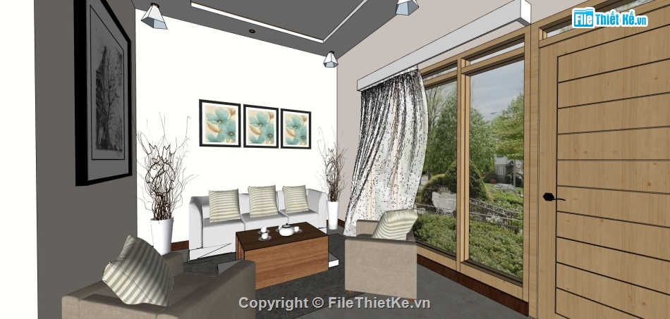 phòng khách bếp,sketchup phòng khách,thiết kế phòng khách sketchup,mẫu sketchup phòng khách,su khách bếp