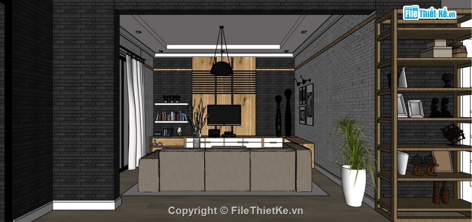 phòng khách hiện đại,sketchup phòng khách,thiết kế phòng khách sketchup,mẫu su phòng khách