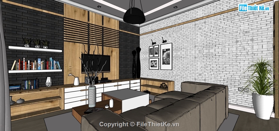 phòng khách hiện đại,sketchup phòng khách,thiết kế phòng khách sketchup,mẫu su phòng khách