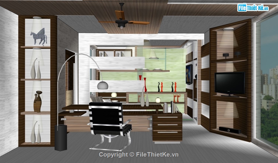 phòng làm việc,phòng làm việc sketchup,file sketchup phòng làm việc