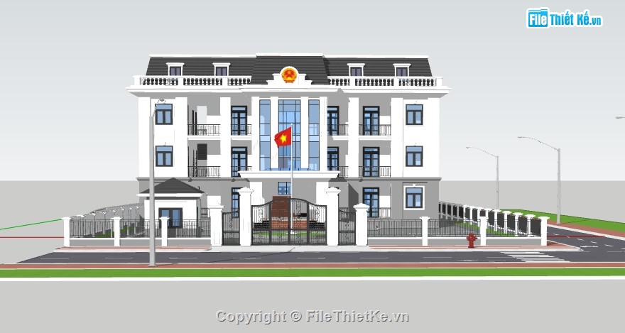 File sketchup ủy ban,Mẫu ủy ban xã,ủy ban,mẫu sketchup ủy ban xã