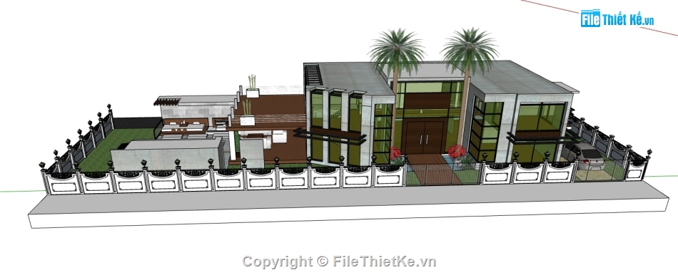 sketchup villa 2 tầng,su villa,sketchup biệt thự,biệt thự bể bơi,sketchup biệt thự 2 tầng