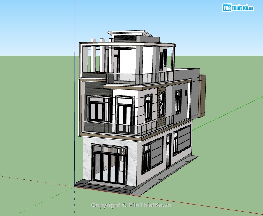 nhà phố 3 tầng,su nhà phố 3 tầng,sketchup nhà phố 3 tầng,su nhà phố,sketchup nhà phố