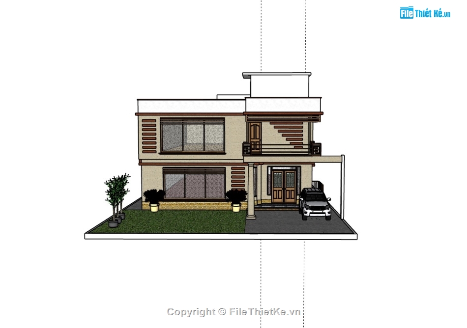 biệt thự 2 tầng,su biệt thự,sketchup biệt thự