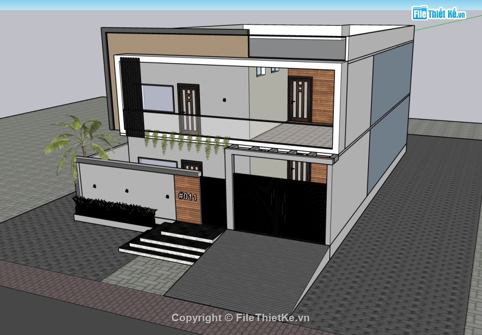 biệt thự 2 tầng,su biệt thự,sketchup biệt thự