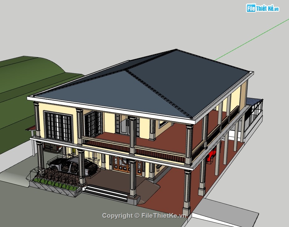 biệt thự 2 tầng,su biệt thự,sketchup biệt thự,su biệt thự 2 tầng