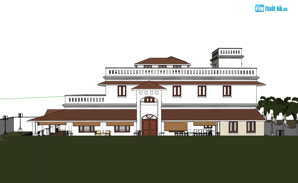 biệt thự 2 tầng,su biệt thự,sketchup biệt thự 2 tầng