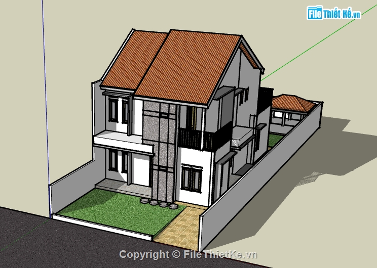 su biệt thự,sketchup biệt thự,biệt thự 2 tầng