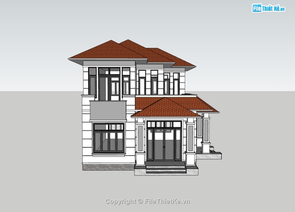 biệt thự 2 tầng,su biệt thự,sketchup biệt thự