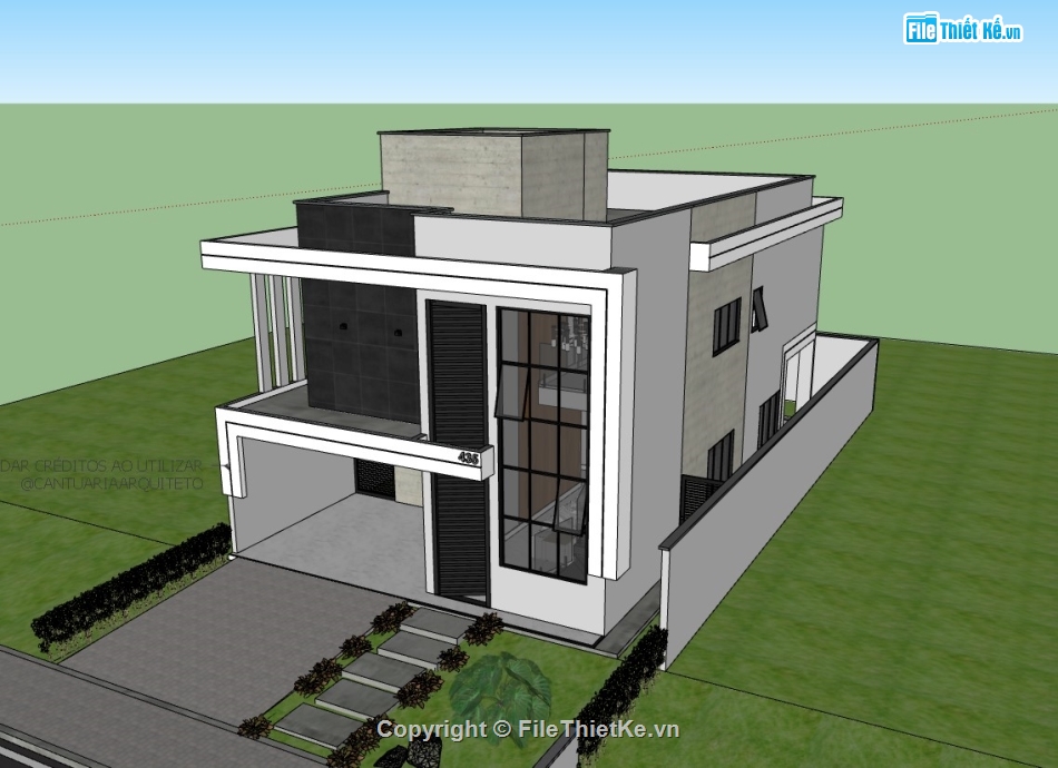 su biệt thự,sketchup biệt thự,su biệt thự 2 tầng,sketchup biệt thự 2 tầng